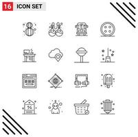 pictogram reeks van 16 gemakkelijk contouren van laptop overhemd knop lading overhemd kleding bewerkbare vector ontwerp elementen