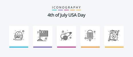 Verenigde Staten van Amerika lijn 5 icoon pak inclusief vlag. Amerika vlag. geld. feest. vieren. creatief pictogrammen ontwerp vector