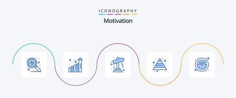 motivatie blauw 5 icoon pak inclusief . tijdopnemer. wijzer. stopwatch. piramide vector