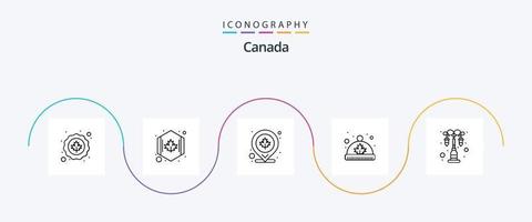 Canada lijn 5 icoon pak inclusief lamp. blad. Canada. hoed. Canada vector