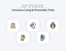 bewust leven en persoonlijkheid eigenschappen lijn gevulde icoon pak 5 icoon ontwerp. verstand. familie. integriteit. persoon. menselijk vector
