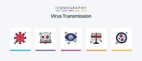 virus transmissie lijn gevulde 5 icoon pak inclusief noodgeval. wetenschap. hand- wassen. laboratorium. bio. creatief pictogrammen ontwerp vector