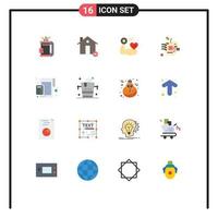 vlak kleur pak van 16 universeel symbolen van digitaal kunstmatig huis appel hart bewerkbare pak van creatief vector ontwerp elementen