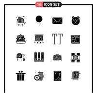 solide glyph pak van 16 universeel symbolen van decoratie postzegel mail mubarak roofdier bewerkbare vector ontwerp elementen