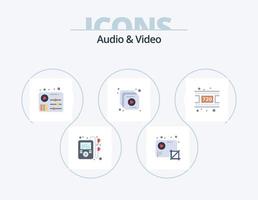 audio en video vlak icoon pak 5 icoon ontwerp. video. film. geluid. video. verzameling vector
