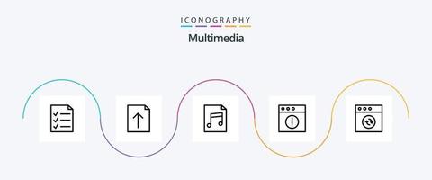 multimedia lijn 5 icoon pak inclusief . het dossier. synchroniseren. app vector