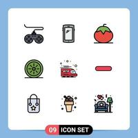 reeks van 9 modern ui pictogrammen symbolen tekens voor openbaar fruit iphone voedsel tomaat bewerkbare vector ontwerp elementen