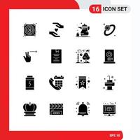 16 gebruiker koppel solide glyph pak van modern tekens en symbolen van boek gebaar Islam vingers sieraden bewerkbare vector ontwerp elementen