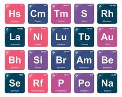 20 preiodisch tafel van de elementen icoon pak ontwerp vector
