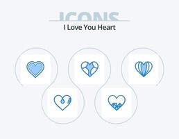 hart blauw icoon pak 5 icoon ontwerp. Leuk vinden. liefde. chocola. hart. favoriete vector