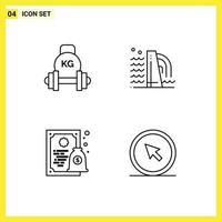 reeks van 4 modern ui pictogrammen symbolen tekens voor barbell certificaat kettlebell bouw licentie bewerkbare vector ontwerp elementen