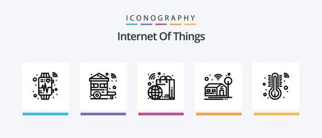 internet van dingen lijn 5 icoon pak inclusief slim. computer. Wifi. chippen. hoofdtelefoon. creatief pictogrammen ontwerp vector