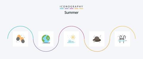 zomer vlak 5 icoon pak inclusief ladder. hoed. wereld. mode. zonsondergang vector