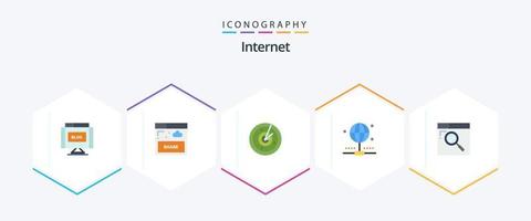 internet 25 vlak icoon pak inclusief zoeken. browser. Oppervlakte. deel. verbinding vector