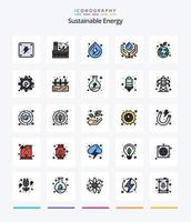 creatief duurzame energie 25 lijn gevulde icoon pak zo net zo eco. stroom. hangen. geneesmiddel. zorg vector