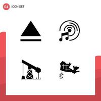 groep van 4 solide glyphs tekens en symbolen voor uitwerpen kaart multimedia olie laag 1 bewerkbare vector ontwerp elementen