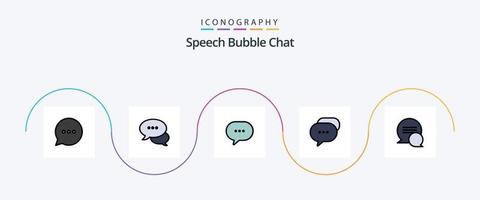 babbelen lijn gevulde vlak 5 icoon pak inclusief berichten. chatten. opmerking. bubbel. gesprek vector