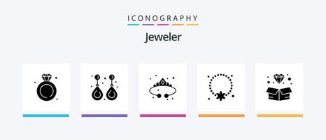 sieraden glyph 5 icoon pak inclusief ornament. medaillon. waardevol. sieraden. sieraden. creatief pictogrammen ontwerp vector