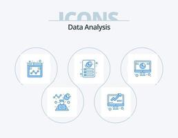 gegevens analyse blauw icoon pak 5 icoon ontwerp. grafiek. document. rapport. rapport. gegevens vector