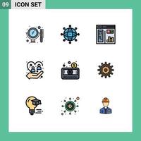 voorraad vector icoon pak van 9 lijn tekens en symbolen voor bescherming menselijk wereldwijd zorgzaam web bewerkbare vector ontwerp elementen