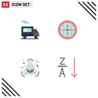4 vlak icoon concept voor websites mobiel en apps levering vuilnis stadia operatie recycle bewerkbare vector ontwerp elementen
