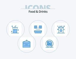voedsel en drankjes blauw icoon pak 5 icoon ontwerp. drankje. voedsel en restaurant. Nee. voedsel. boodschappen doen vector