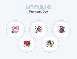 vrouwen dag lijn gevulde icoon pak 5 icoon ontwerp. dag. vrede. bloesem. vrijheid. gelijkheid vector