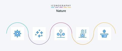natuur blauw 5 icoon pak inclusief bloem. thermometer. sterren. temperatuur. boom vector