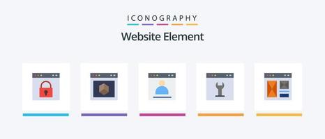 website element vlak 5 icoon pak inclusief koppel. browser. internetten. profiel. Log in. creatief pictogrammen ontwerp vector
