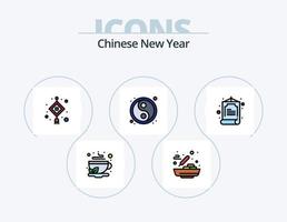 Chinese nieuw jaar lijn gevulde icoon pak 5 icoon ontwerp. ster. ornament. Kerstmis. kerstmis. bal vector