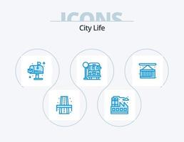 stad leven blauw icoon pak 5 icoon ontwerp. stad leven. lading. omgeving. doos. leven vector