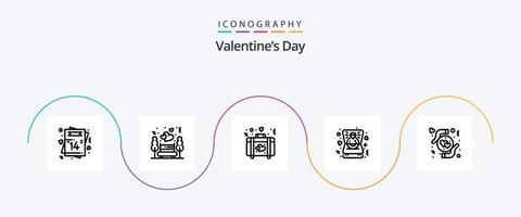 valentijnsdag dag lijn 5 icoon pak inclusief zorg. ring. park. liefde. bruiloft vector