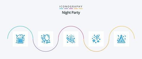 nacht partij blauw 5 icoon pak inclusief feest. staren. evenement. viering. nacht vector