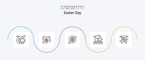 Pasen lijn 5 icoon pak inclusief ei. kaart. vakantie. graf. begraafplaats vector