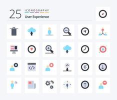 gebruiker ervaring 25 vlak kleur icoon pak inclusief cursor. zoeken minder. uploaden. vergroten glas. minder vector