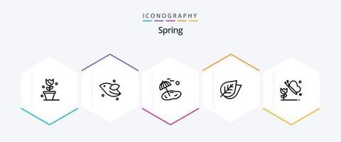 voorjaar 25 lijn icoon pak inclusief bloem. de lente. strand. natuur. ecologie vector