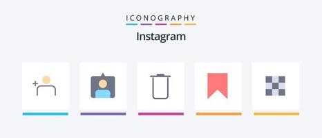 instagram vlak 5 icoon pak inclusief stelt. galerij. afval. voer. opslaan. creatief pictogrammen ontwerp vector