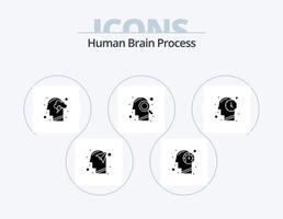 menselijk hersenen werkwijze glyph icoon pak 5 icoon ontwerp. verstand. hoofd. verstand. energie. menselijk vector