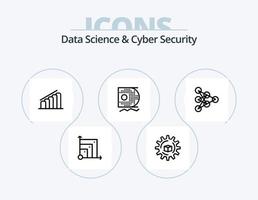 gegevens wetenschap en cyber veiligheid lijn icoon pak 5 icoon ontwerp. gegevens. gegevens sinds. wereldbol. klok. meten vector