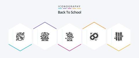 terug naar school- 25 lijn icoon pak inclusief ster. ochtend. klas. schijnen. toespraak vector