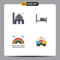 4 universeel vlak icoon tekens symbolen van moskee regenboog maan bed vrienden bewerkbare vector ontwerp elementen