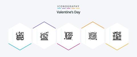 valentijnsdag dag 25 lijn icoon pak inclusief liefde. familie. boek. liefde. cirkel vector