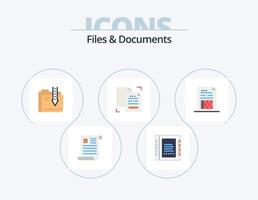 bestanden en documenten vlak icoon pak 5 icoon ontwerp. gegevens. inhoud. contacten. het dossier. gegevens vector