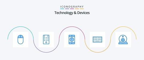 apparaten blauw 5 icoon pak inclusief . webcammen. fout. toezicht. type vector
