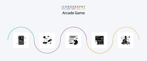 speelhal glyph 5 icoon pak inclusief raket. plezier. Speel. pacman. Speel vector