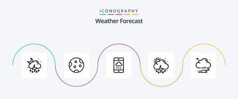 weer lijn 5 icoon pak inclusief wolk. zon. het weer. regen. regen vector