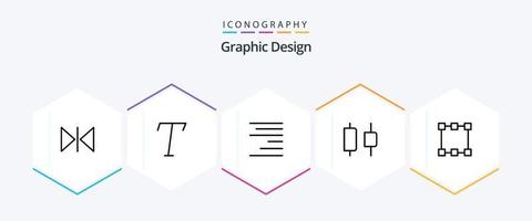 ontwerp 25 lijn icoon pak inclusief . centrum. . points vector