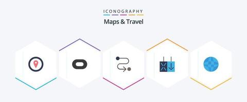 kaarten en reizen 25 vlak icoon pak inclusief . wereld. weg. web. verkeer vector
