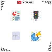 4 vlak icoon concept voor websites mobiel en apps gegevens plus verslag doen van verkeer uploaden bewerkbare vector ontwerp elementen