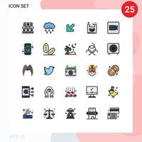 mobiel koppel gevulde lijn vlak kleur reeks van 25 pictogrammen van camera ecommerce dankzegging eco links bewerkbare vector ontwerp elementen